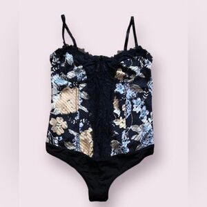 NWOT Free People Intimately Bodysuit Floral Lace Black Size S